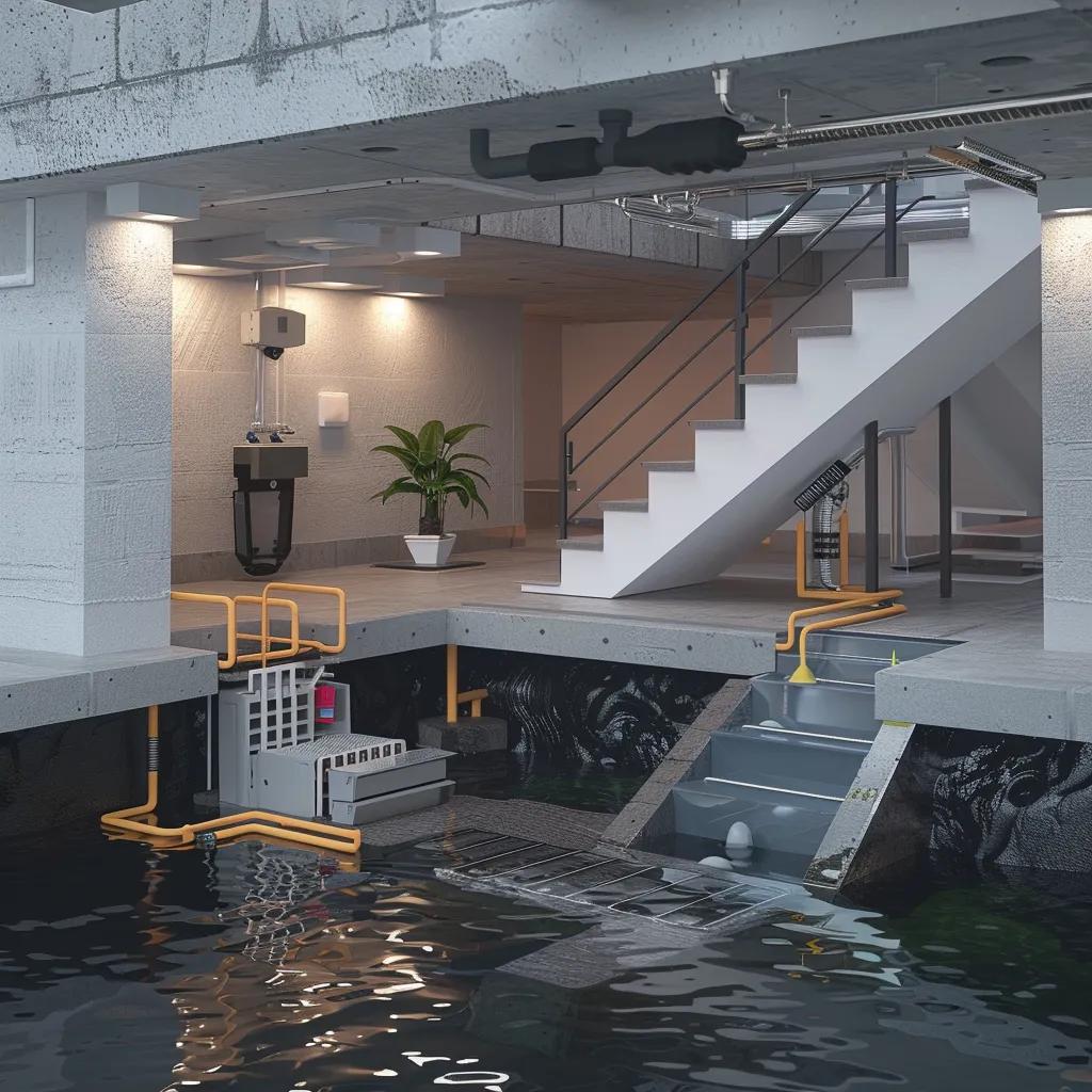 Different professional basement waterproofing methods including interior drainage and sump pump systems